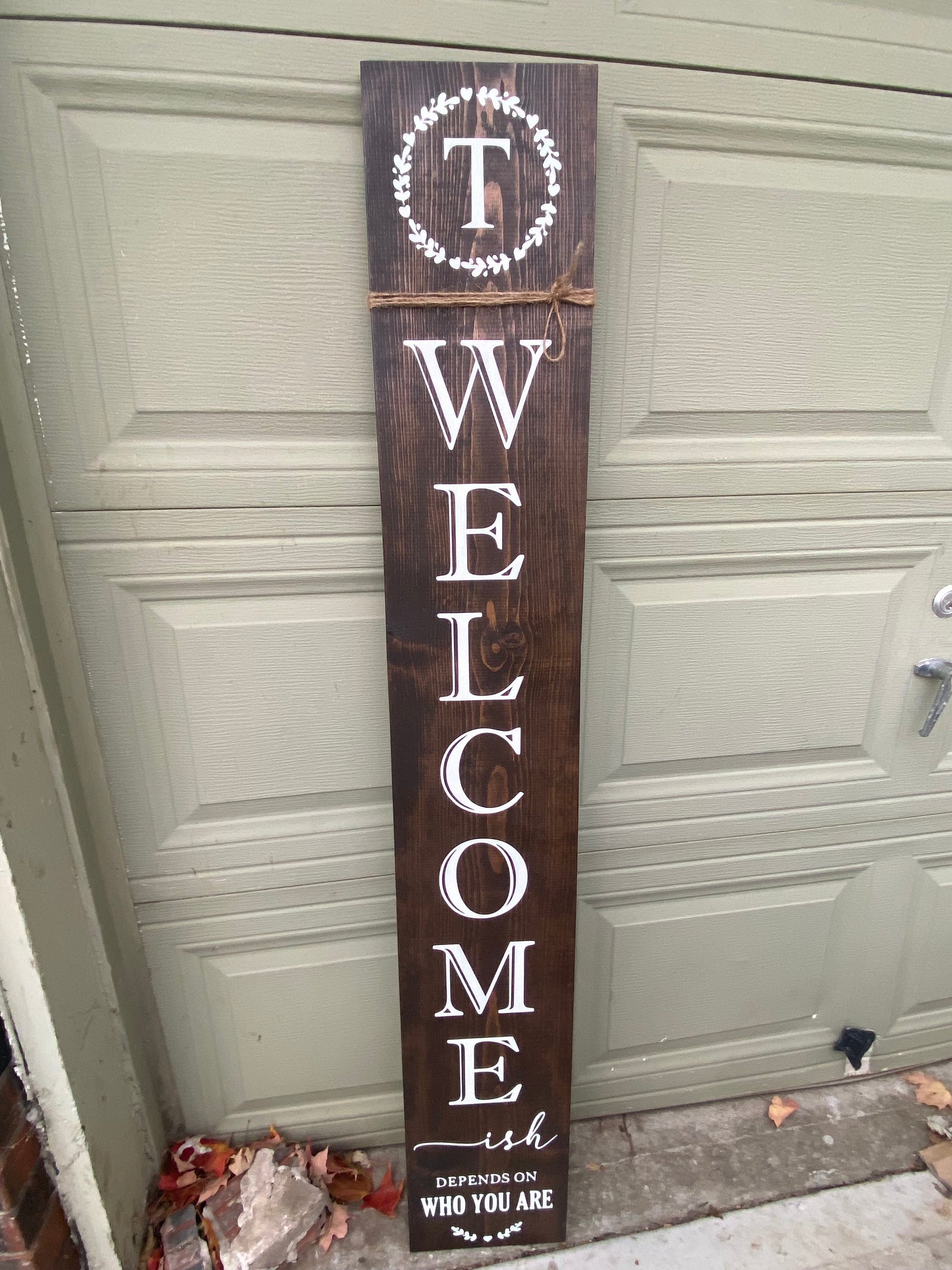 Welcome Porch Sign - Welcome Sign Front Door - Welcomeish - Paw Print - Family Monogram- with monogram - personalized home decor gift