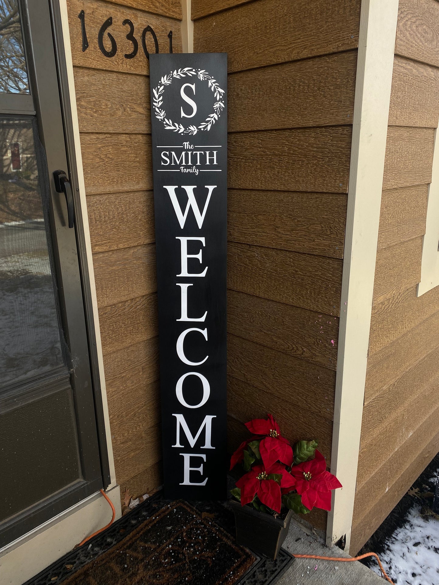 Welcome Porch Sign - Welcome Sign Front Door - Welcomeish - Paw Print - Family Monogram- with monogram - personalized home decor gift